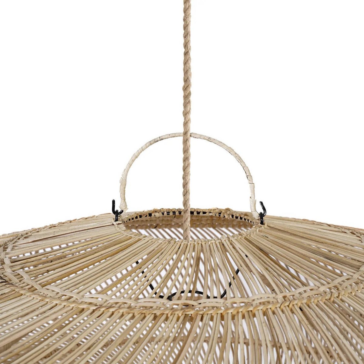 Rattan pendant shade 110 cm L - beige, ribbed weave