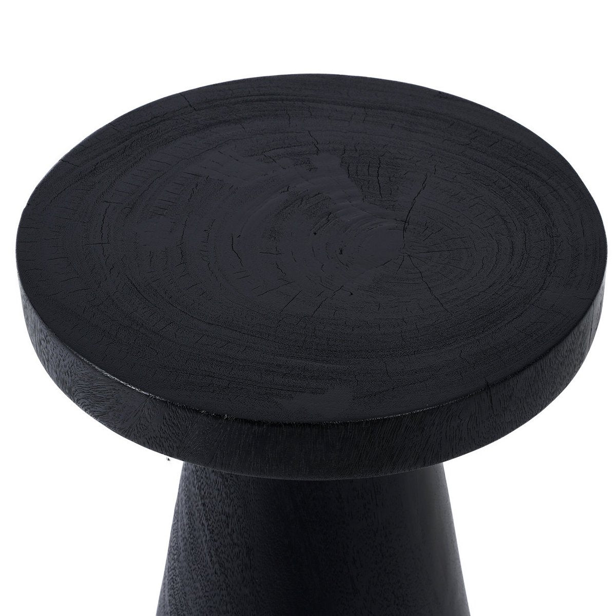 Suar-træ sidebord, sort - 40×40cm
