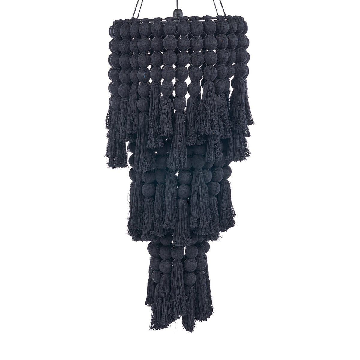 Nomaden-Baumwoll-Kronleuchter, XL – schwarze Kaskadenstränge