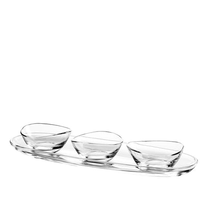 Glass aperitif set, 3 cups on plateau, 41 cm - Italian