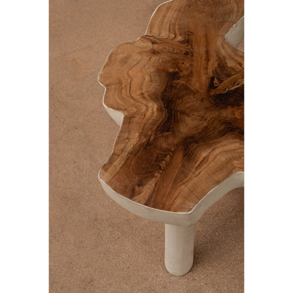 Organisk træ sidebord 45×40 cm - naturhvid, Indonesien