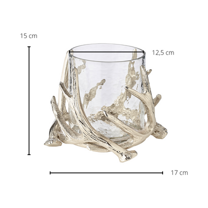 Aluminium lantern Kingston with antler design - 15 cm