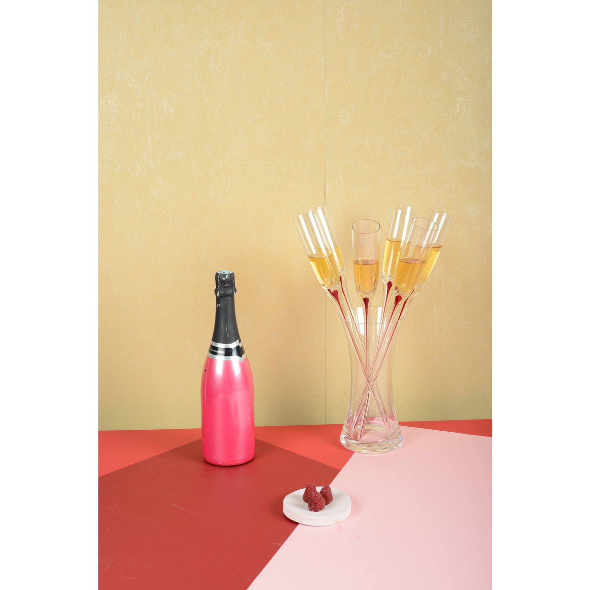 Røde champagneglas med fod – sæt med 6