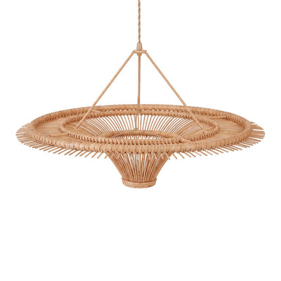 Rattan-Pendelleuchte, breiter Kuppelschirm – XL, 110 cm