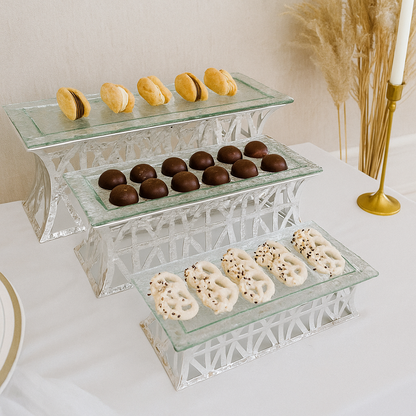 Dessertplatten aus massivem Silber, 3er-Set – Etageren-Buffetständer