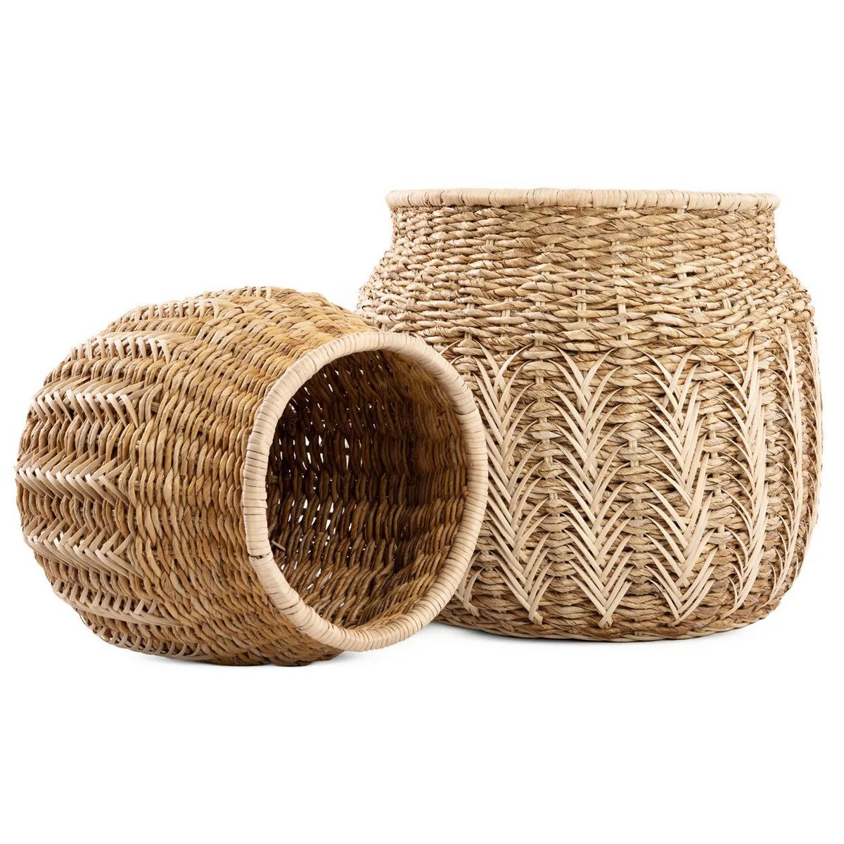 Kurv af rattan og bananblade - natur, medium