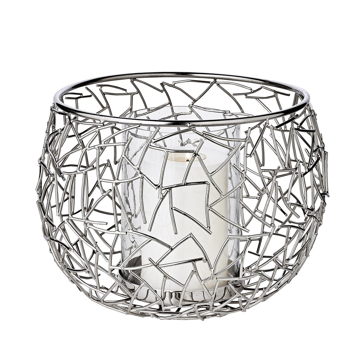 Milano lantern i rustfrit stål, 27 cm - forniklet