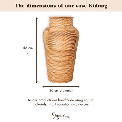 Tall woven rattan floor vase KIDUNG Ø 30 cm – brown