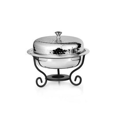 Chafing Dish aus gehämmertem Stahl, rund, 1 L – Buffetwärmer