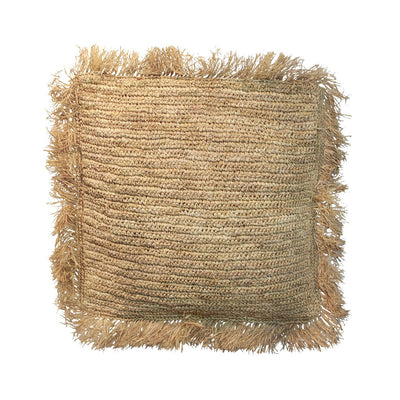 Kissenbezug aus Raffia 60×60 – handgewebt, naturbraun