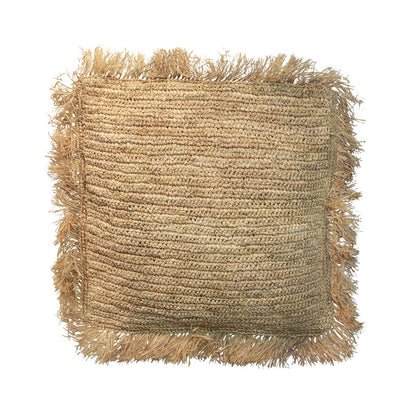 Kissenbezug aus Raffia 60×60 – handgewebt, naturbraun