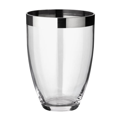 Håndpustet glasvase Charlotte, 20 cm - platinrand