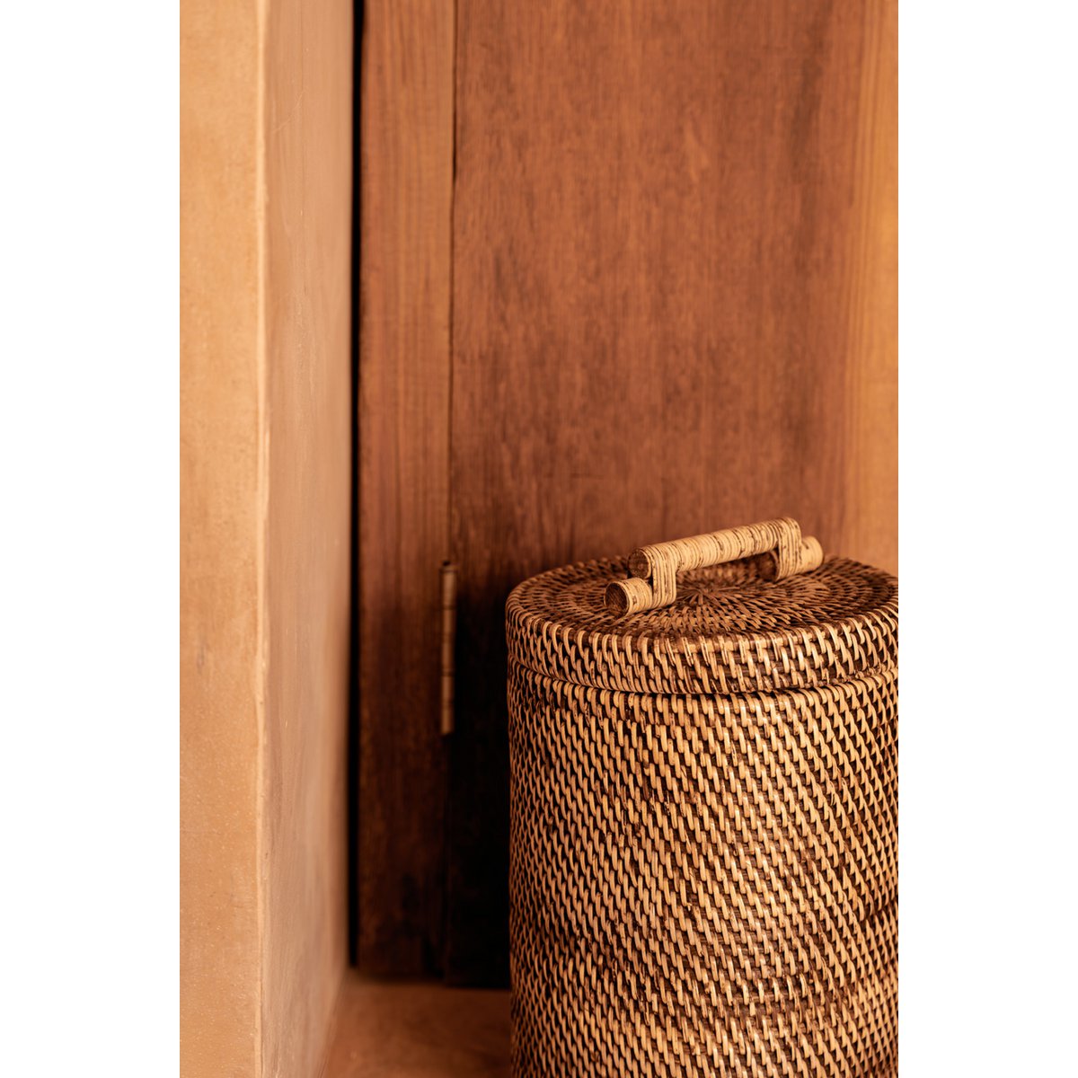 Rattanbeholder 20 × 37 cm høj - naturlig brun