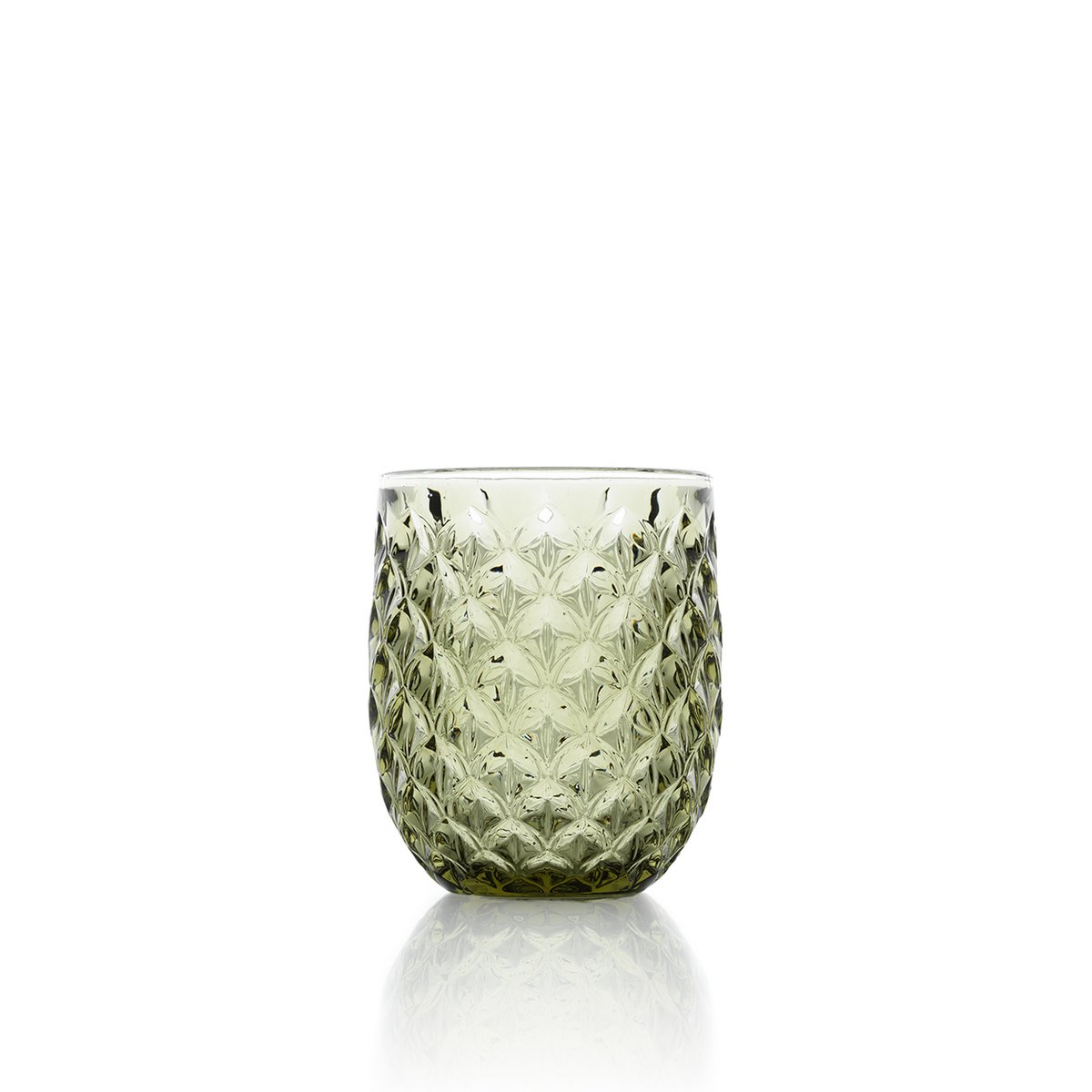 Olivengrønt vandglas 10 cm - starbeam tekstur