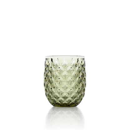 Olivengrønt vandglas 10 cm - starbeam tekstur