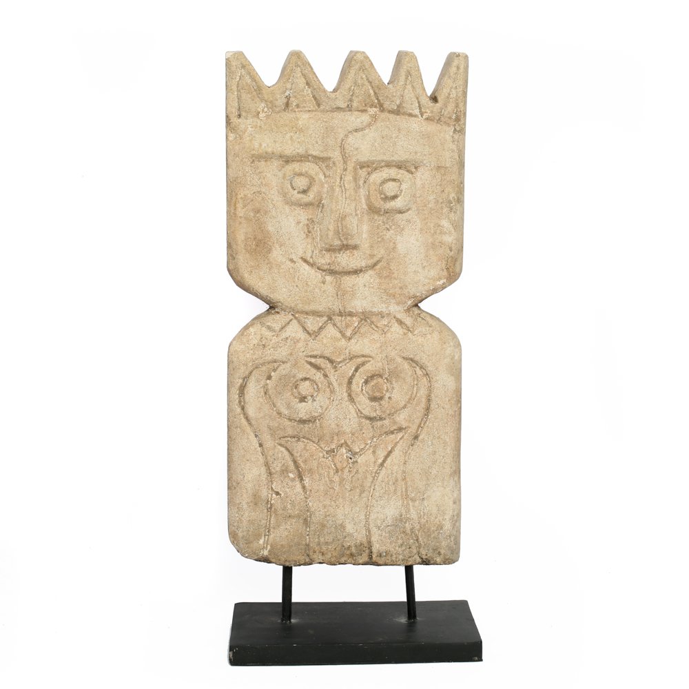 Sandsten tribal skulptur - Naturfarvet, 47 cm