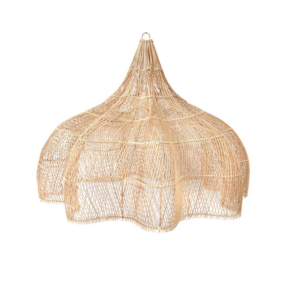 Håndvævet pendellampe i rattan 110 cm – naturlig, skulpturel XL-form