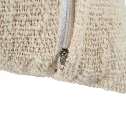 Cotton and raffia cushion cover, 50×50 cm - Natural white