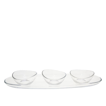 Glas aperitifsæt, 3 kopper på plateau, 50 cm - italiensk