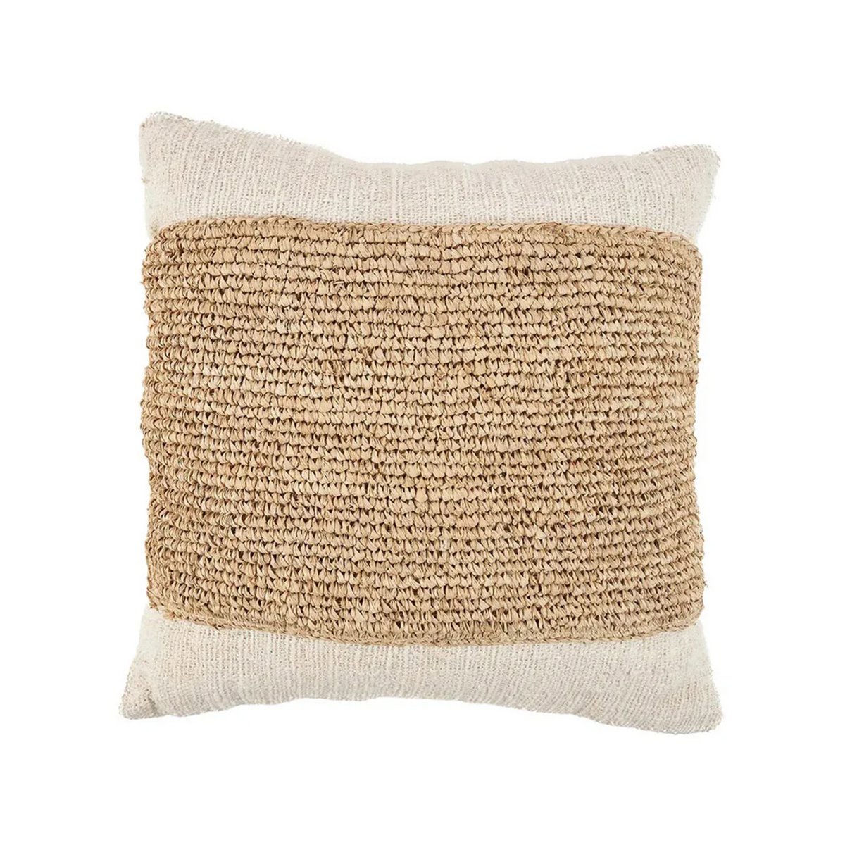 Raffia and cotton cushion cover – 50×50 cm