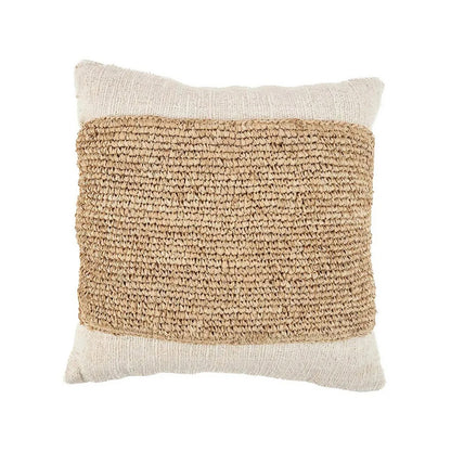 Raffia and cotton cushion cover – 50×50 cm