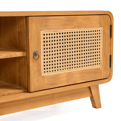 TV-møbel i teak og rattan, 150 cm – midcentury