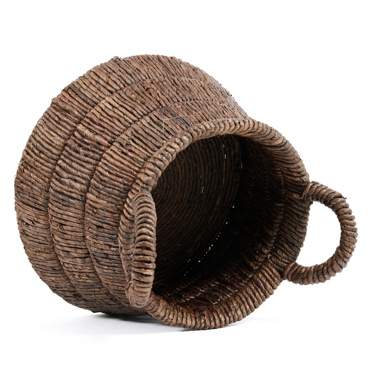 Palm-leaf storage basket - round woven design