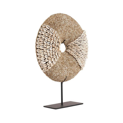 Shell decorative sculpture on stand - natural white