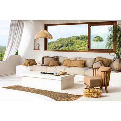 Kissenbezug aus Bast 35×100 cm – handgewebt, naturbeige