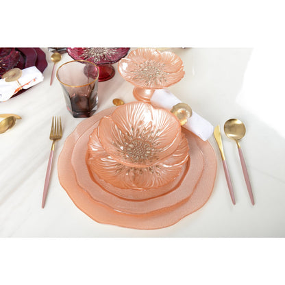 Glass bowl, fluted - salmon, 16 cm