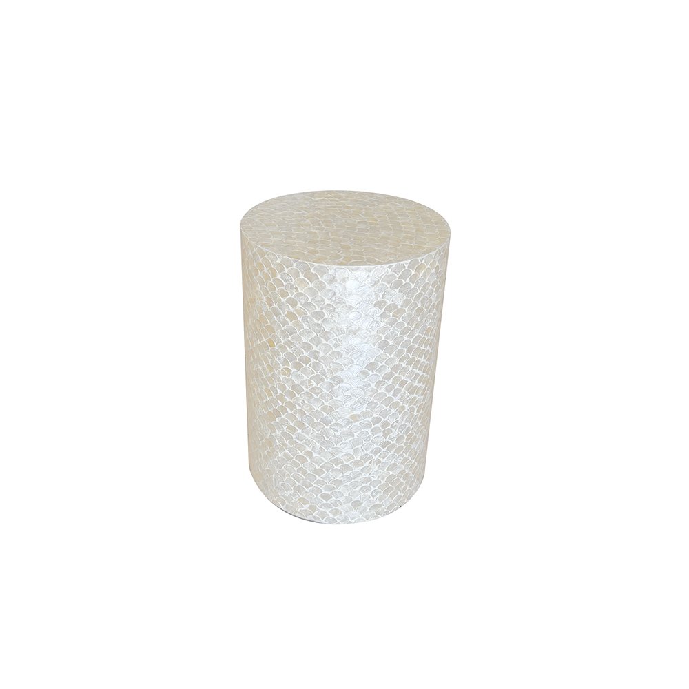Pearl white pouf 33×33×48 cm