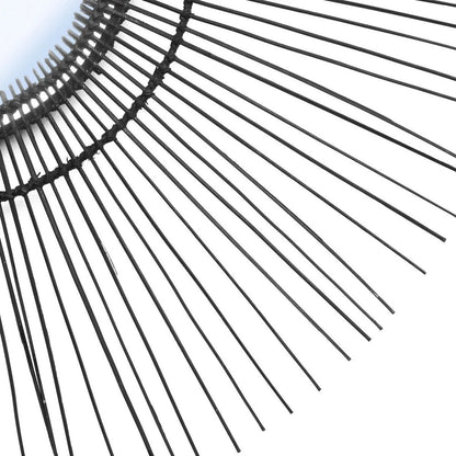 Rattan-Wandspiegel, rund, 90cm - Schwarz