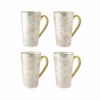 Keramiktassen mit abstraktem Design, 4er-Set