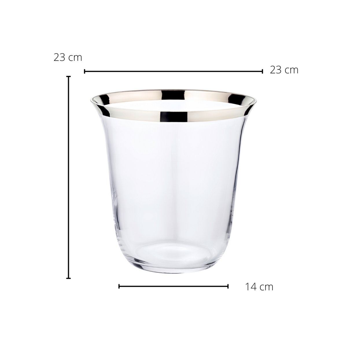 Toby hand-blown crystal champagne cooler, silver-plated, 23 cm