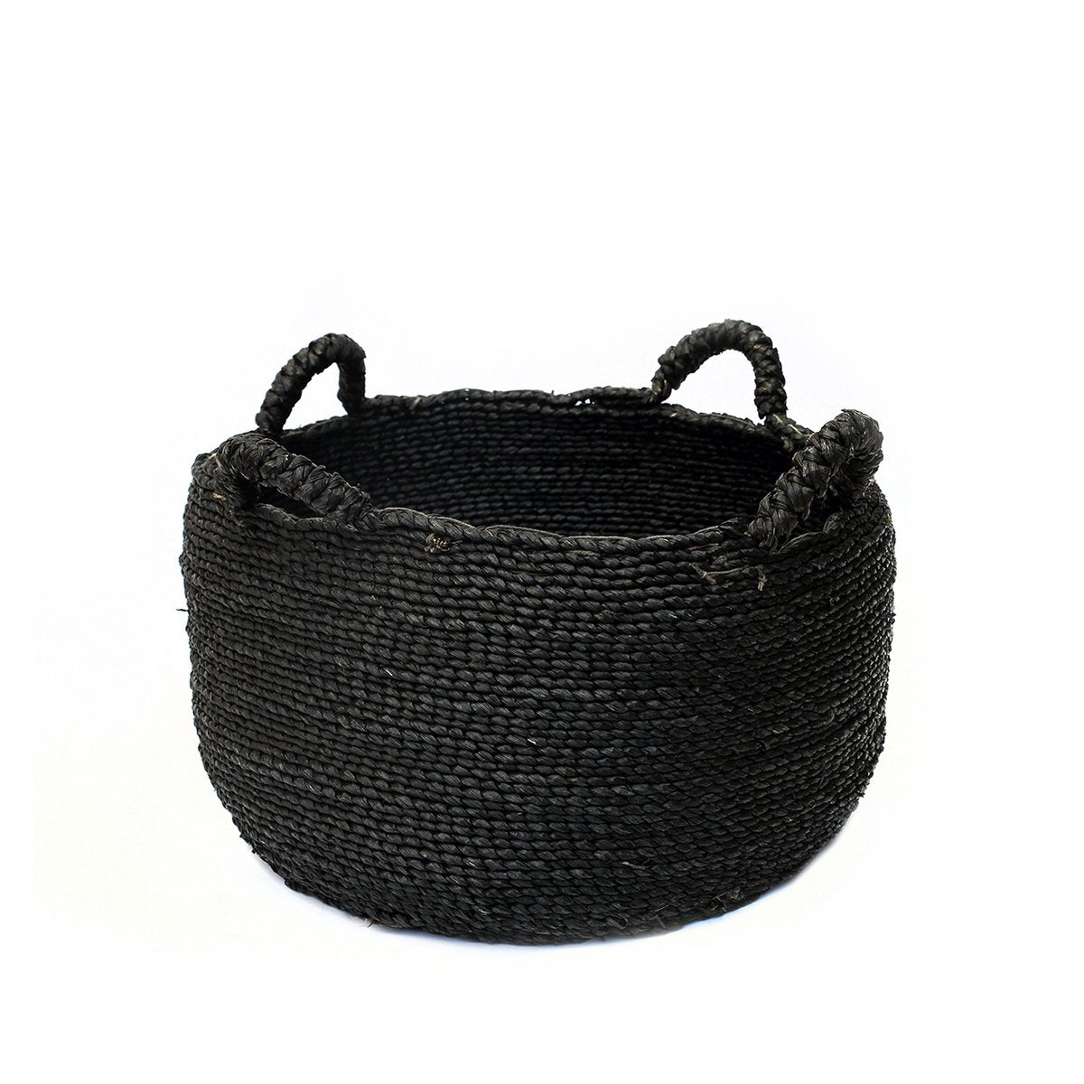 Seegraskorb, rund, schwarz – Mittel