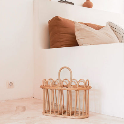 Aviskurv i rattan KUNO - naturlig beige