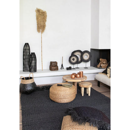 Handwoven black rattan fish trap pendant shade 23 × 90 cm - large