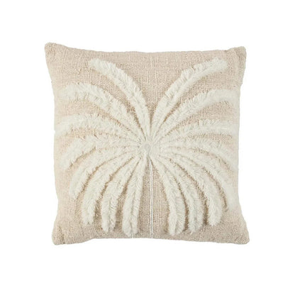 Cotton and raffia cushion cover, 50×50 cm - Natural white