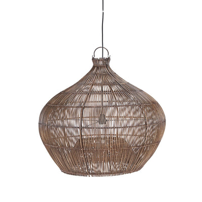 Woven rattan pendant light, dark walnut - Medium