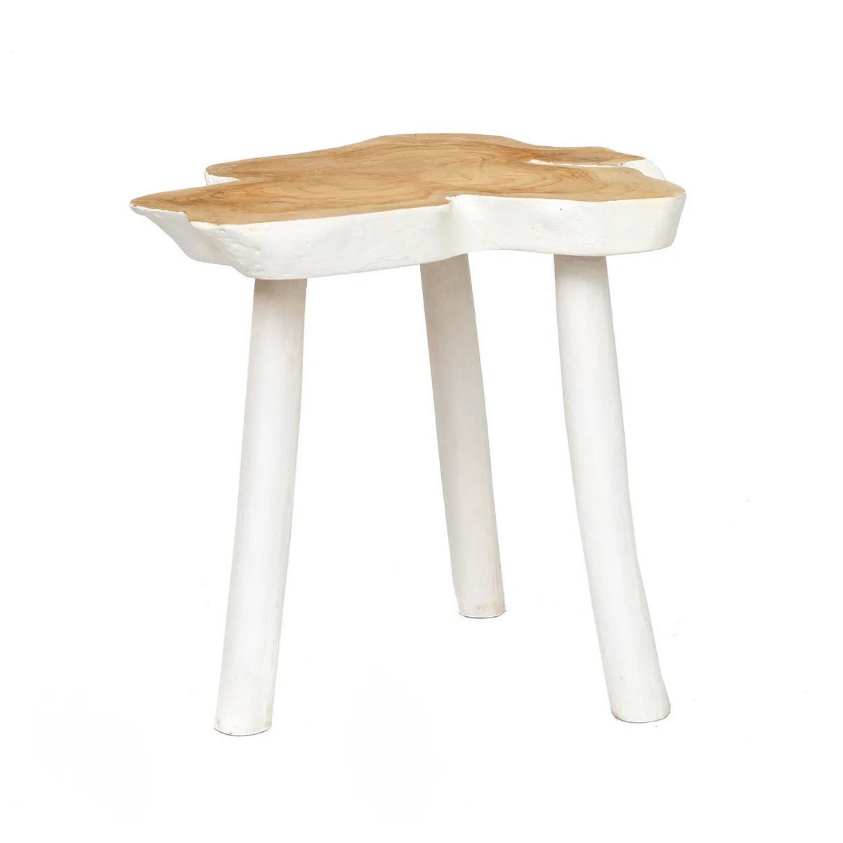Organisk træ sidebord 45×40 cm - naturhvid, Indonesien