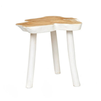 Organisk træ sidebord 45×40 cm - naturhvid, Indonesien