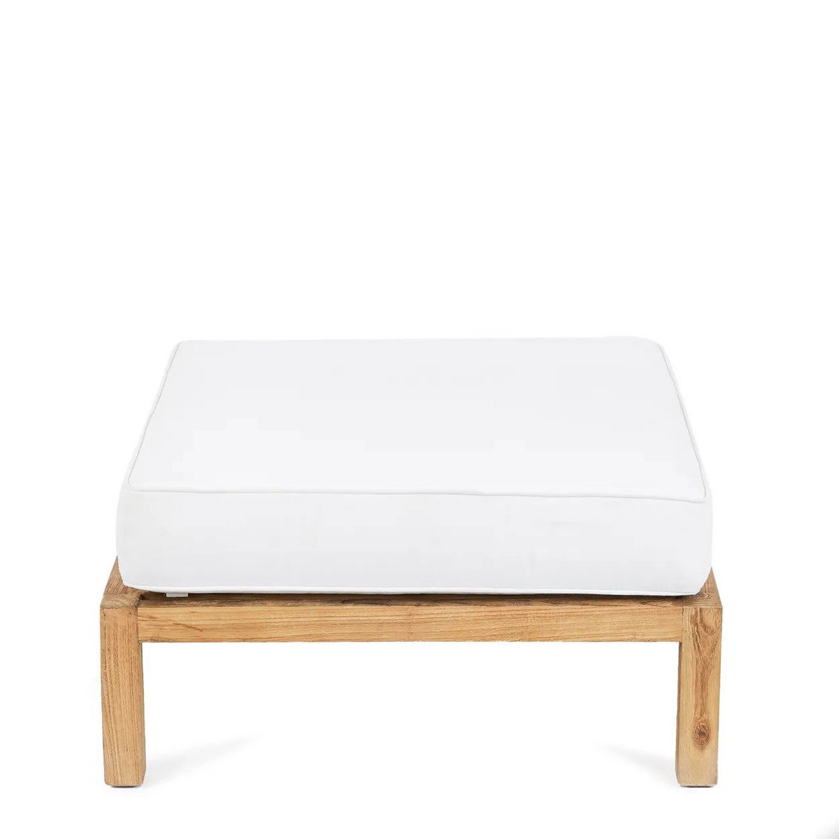 Modulær skammel i teaktræ, natur & hvid - 80 cm