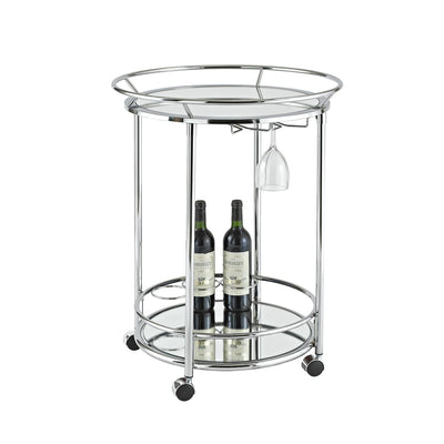 Edelstahl-Spiegel Tabletttisch 56,5 cm – auf Rollen