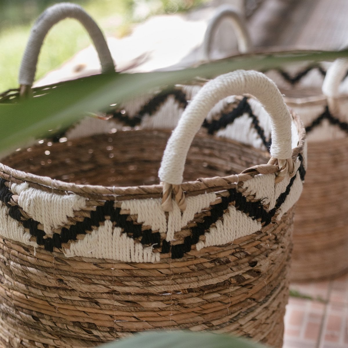 Jute & cotton basket DALU M – ø35 × 40 cm
