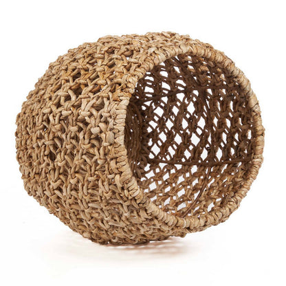Taburet af palmefibre og træ, 49 × 45 cm - Natur