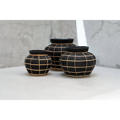 Terrakotta mavevase sort natur 33 × 27 cm – stor, Indonesien