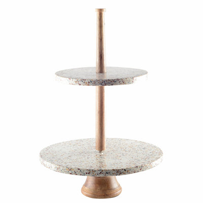 Kagestativ i marmor med to etager, H60 cm