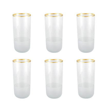 Glass water glasses with gold trim - set of 6