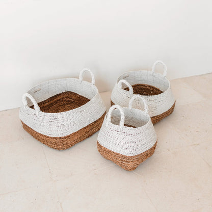 Square woven storage basket Majalengka M – 33 × 33 × 26 cm