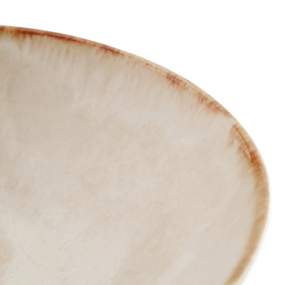 Stoneware serving bowl, white with gold – M